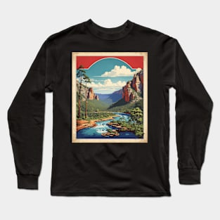 Blue Mountains National Park Australia Vintage Travel Poster Tourism Art Long Sleeve T-Shirt